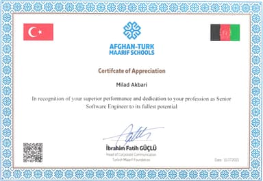 Certificate of Appreciation